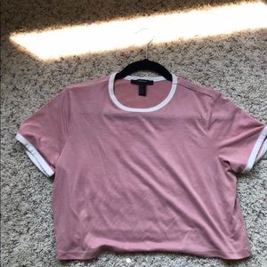 Pink ringer tee cropped